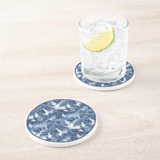 Japanese water garden in a blue white porcelain coaster