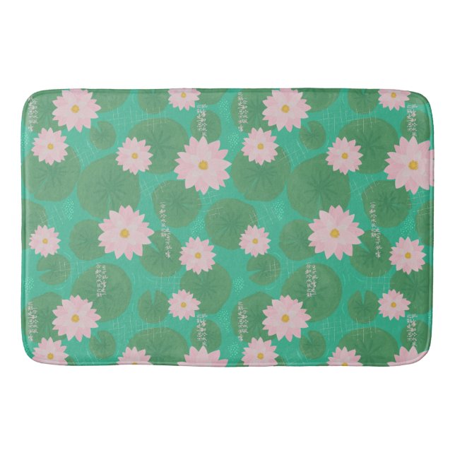 Japanese water lily pattern bath mat (Front)