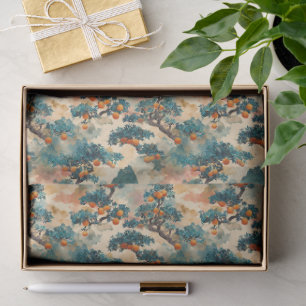 Japanese Watercolor Bonsai Orange Tree Botanical P Tissue Paper