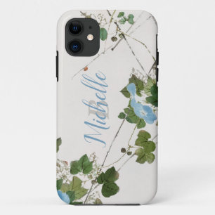 Japanese Watercolor Botanical Blue Flower iPhone 11 Case