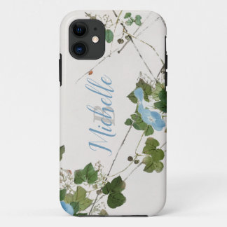 Japanese Watercolor Botanical Blue Flower iPhone 11 Case
