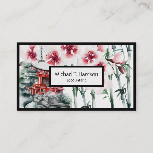 Japanese Watercolor  Business Card (Front)
