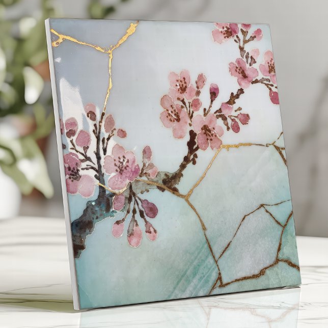 Japanese Watercolor Cherry Blossom Kintsugi Tile (Creator Uploaded)