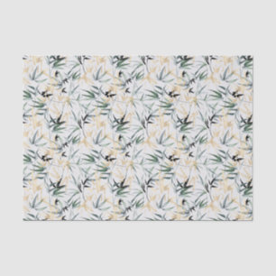 Japanese Watercolor Green Gold Bamboo Decoupage Tissue Paper