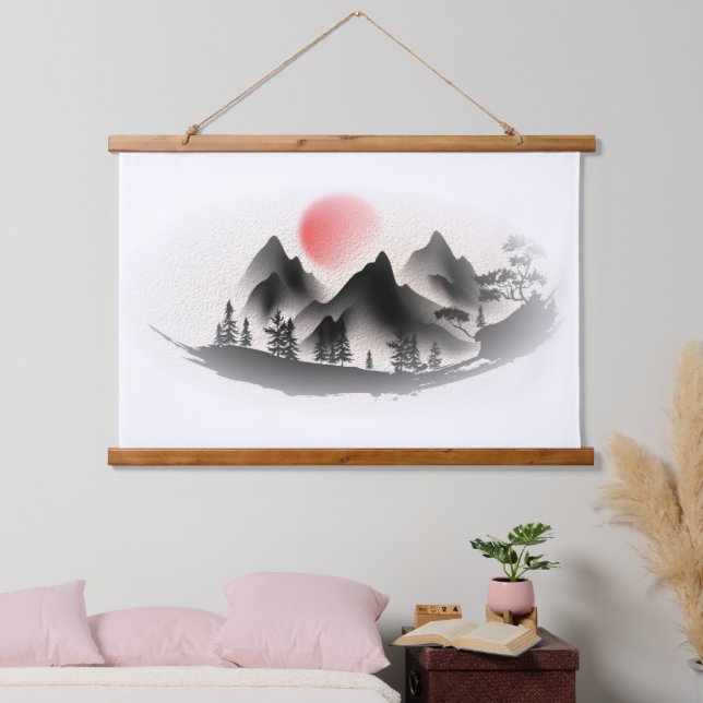 Japanese watercolor hanging tapestry (Bedroom)