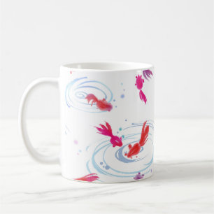 Japanese Watercolor Painting Koi Fish Coffee Mug
