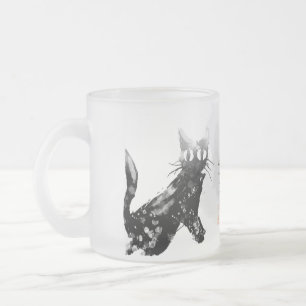 Japanese Watermark Cat *Sumi Frosted Glass Coffee Mug