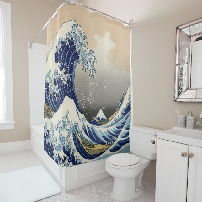 Japanese Wave Art  Shower Curtain (In Situ)