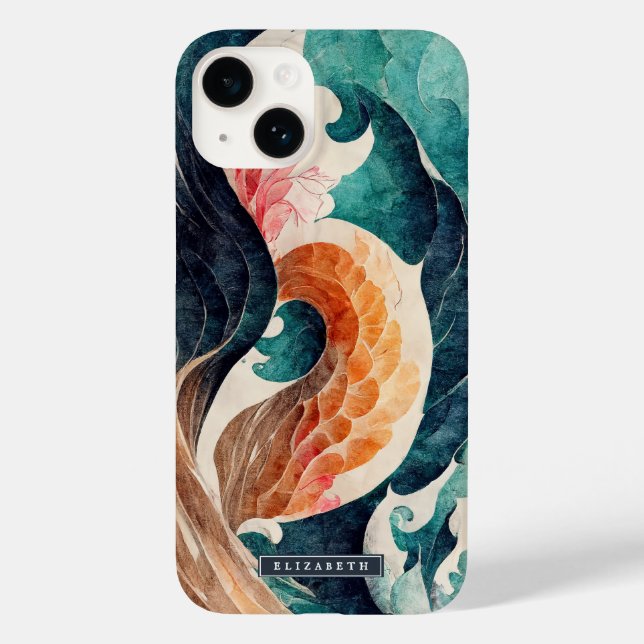 Japanese Wave Dragon Scale Monogram Case-Mate iPhone Case (Back)
