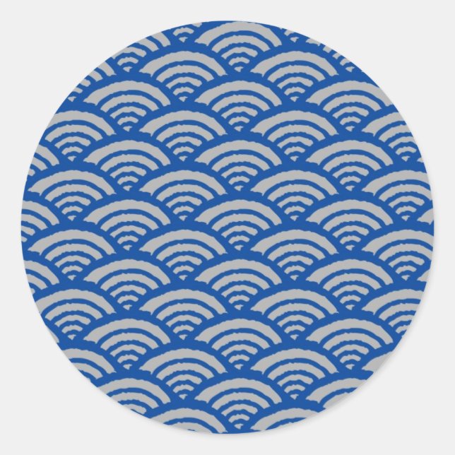 Japanese Wave Pattern Classic Round Sticker (Front)