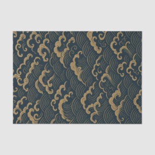 JAPANESE WAVE PATTERN IN DARK NEUTRAL TISSUE PAPER