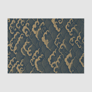 JAPANESE WAVE PATTERN IN DARK NEUTRAL TISSUE PAPER
