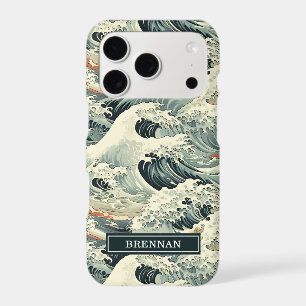 Japanese Wave Pattern Monogrammed
