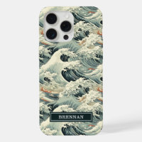 Japanese Wave Pattern Monogrammed