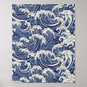 Japanese Wave Pattern - Ocean Art Print