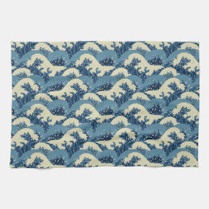 Japanese wave pattern tea towel