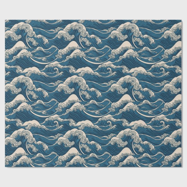 Japanese Wave Pattern Wrapping Paper (Flat)