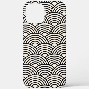 Japanese Wave Seigaiha Black And Cream White Case-Mate iPhone Case