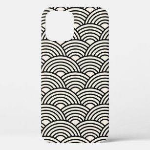 Japanese Wave Seigaiha Black And Cream White Case-Mate iPhone Case