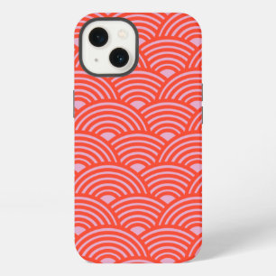 Japanese Wave Seigaiha Pattern Pink Red iPhone 13 Case