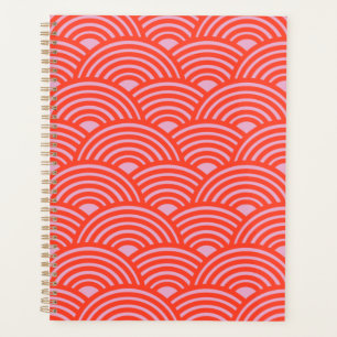 Japanese Wave Seigaiha Pattern Pink Red Planner