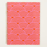 Japanese Wave Seigaiha Pattern Preppy Orange Pink  Planner<br><div class="desc">Japanese Wave Seigaiha Pattern – Orange and Pink.</div>