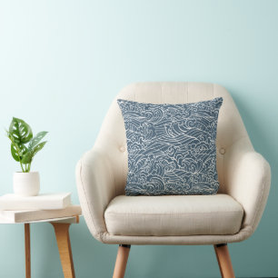 Japanese Wave Style Pattern Cushion