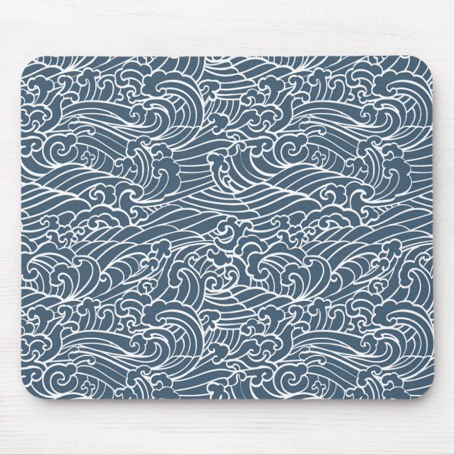 Japanese Wave Style Pattern Mouse Mat (Front)