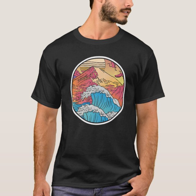 Japanese Waves Kanagawa Wave Mount Fuji Japan Vapo T-Shirt (Front)
