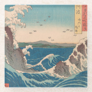 Japanese Waves Naruto Whirlpool Artwork Glass Coaster