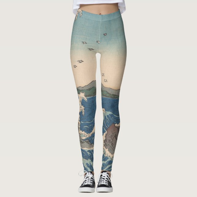 Japanese Waves Naruto Whirlpool Artwork Leggings (Front)