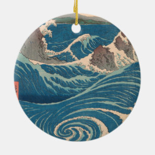 Japanese Waves Naruto Whirlpool Ocean Artwork Ceramic Tree Decoration