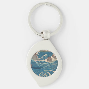 Japanese Waves Naruto Whirlpool Ocean Artwork Key Ring
