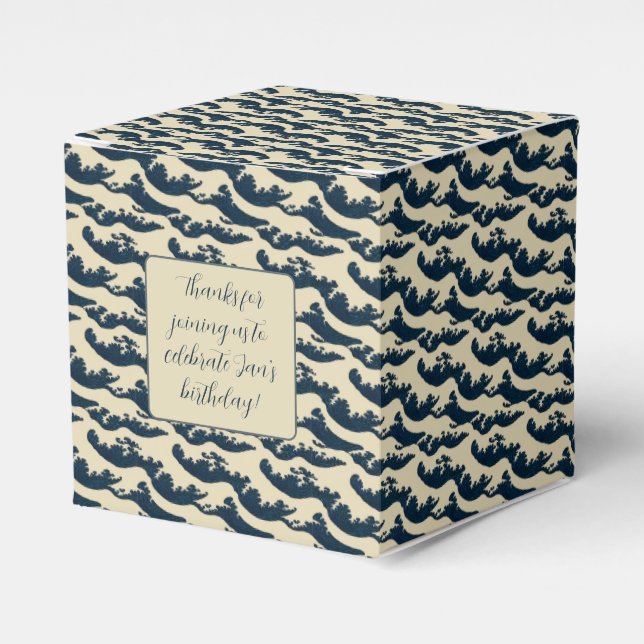 Japanese waves square favour box (Front Side)