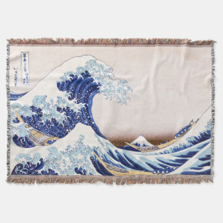 Japanese Waves Throw Blanket