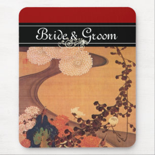 Japanese Wedding Chrysanthemums by a stream Mouse Mat