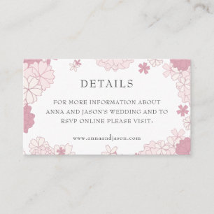 Japanese Wedding Pink Floral Asian Enclosure Card