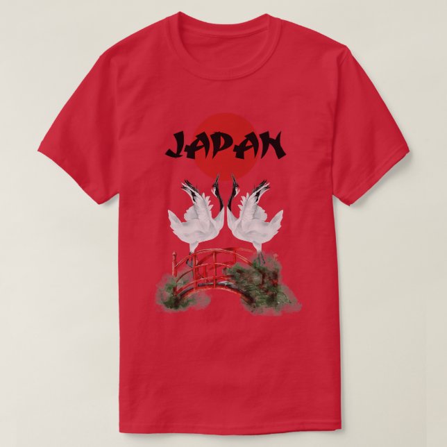 Japanese White Crane Japan  T-Shirt (Design Front)