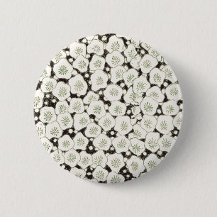 Japanese White Flower Antique Design 6 Cm Round Badge