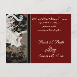Japanese White Phoenix Wedding Invitations