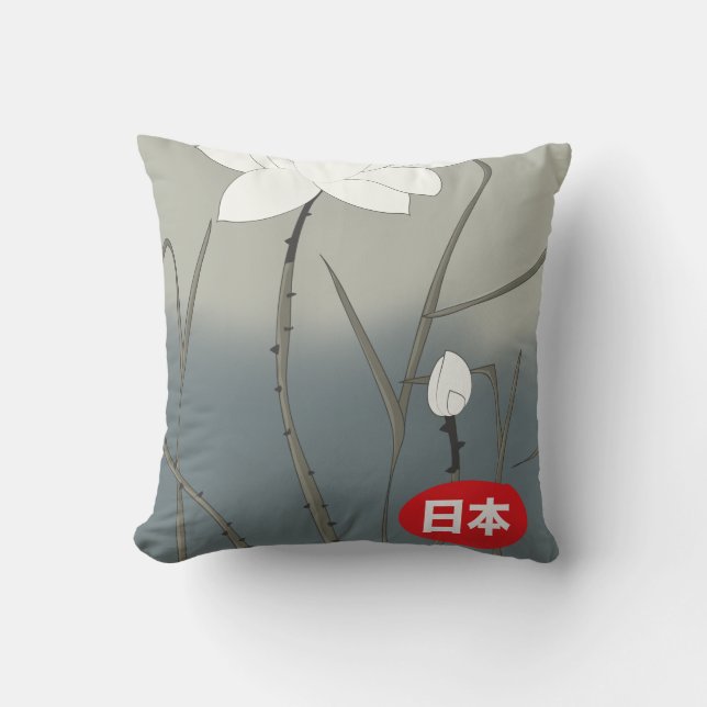 Japanese White Rose Cushion (Front)