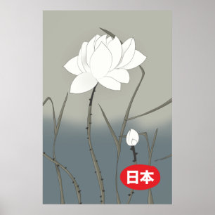 Japanese White Rose Poster
