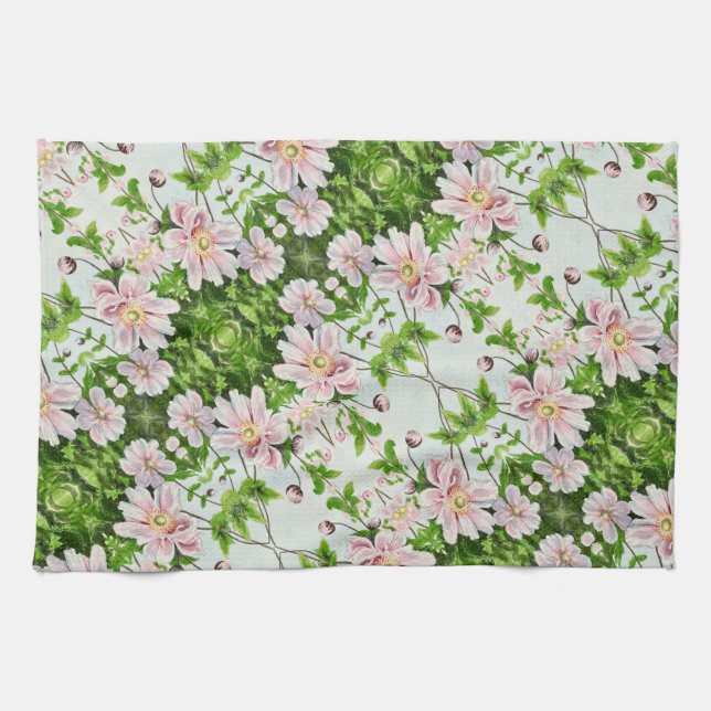 Japanese Windflowers - Tea Towel (Horizontal)