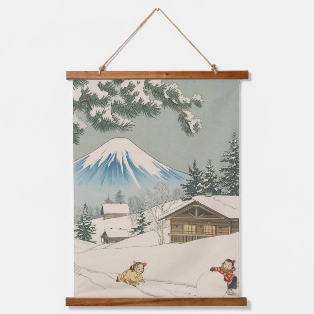Japanese  winter  landscape -ukoy-e  style hanging tapestry (Front)