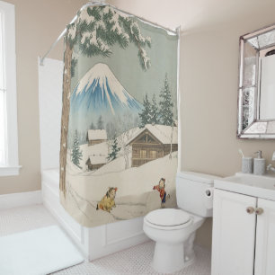 Japanese  winter  landscape -ukoy-e  style shower curtain