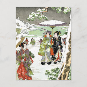 Japanese Winter Scene Postcard