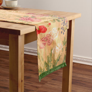 Japanese Wisteria Rose Flowers Floral Table Runner