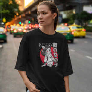 Japanese Wolf Anime Girl  T-Shirt