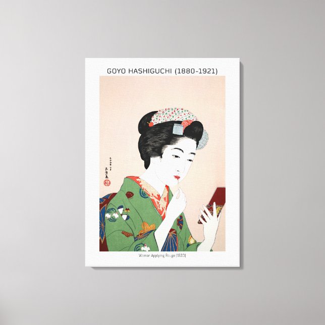 Japanese woman applying rouge - Goyō Hashiguchi Canvas Print (Front)