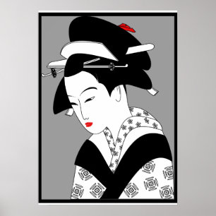Japanese Woman Geisha Vintage Poster